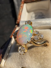 Load image into Gallery viewer, Antique 18ct Gold Opal & Diamond Cluster Ring