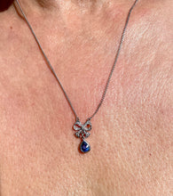 Load image into Gallery viewer, Sapphire and Diamond Fixed Pendant in 18ct White Gold