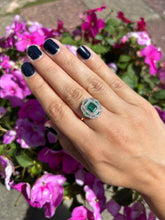 Load image into Gallery viewer, Vintage Emerald & Old Cut Diamond Cluster Ring | Platinum & 18ct Gold