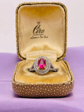 Load image into Gallery viewer, Pink Sapphire & Diamond Halo Ring in Platinum