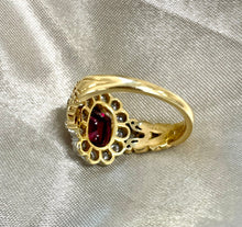 Load image into Gallery viewer, Certified Ruby and Diamond Cluster Ring Set in 18ct Yellow Gold