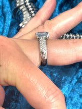 Load image into Gallery viewer, Aquamarine and Diamond Ring Set in 18ct White Gold