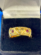 Load image into Gallery viewer, Ruby and Diamond Gypsy Ring in 18ct Yellow Gold