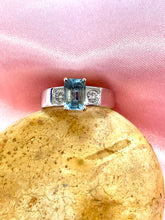 Load image into Gallery viewer, Aquamarine and Diamond Ring in 18ct White Gold