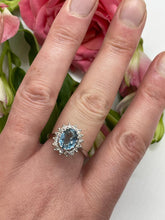 Load image into Gallery viewer, Aquamarine and Diamond Ring Set in 18ct White Gold