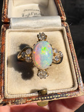 Load image into Gallery viewer, Antique 18ct Gold Opal & Diamond Cluster Ring