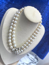 Load image into Gallery viewer, Cultured Pearl and Diamond Necklace Set in 18ct White Gold