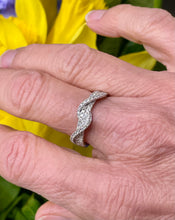 Load image into Gallery viewer, Three Row Diamond Ring with a Twist in 18ct White Gold