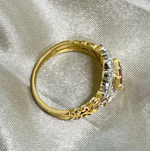 Load image into Gallery viewer, Certified Ruby and Diamond Cluster Ring Set in 18ct Yellow Gold