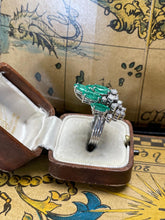 Load image into Gallery viewer, Emerald and Diamond Ring Set in 18ct White Gold