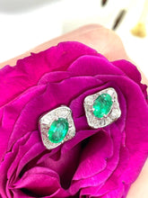 Load image into Gallery viewer, Stunning Emerald Studs Set in 18ct White Gold