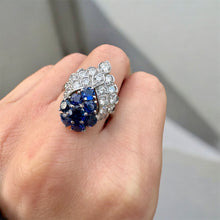 Load image into Gallery viewer, Spectacular Sapphire & Diamond Art Deco Ring in 18ct White Gold