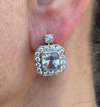 Load image into Gallery viewer, Aquamarine and Diamond Earrings Set in 18ct Yellow Gold