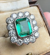 Load image into Gallery viewer, Emerald and Diamond Halo Ring