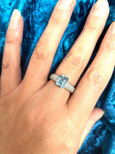 Load image into Gallery viewer, Aquamarine and Diamond Ring Set in 18ct White Gold
