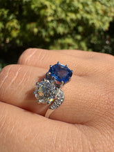 Load image into Gallery viewer, Platinum Sapphire & Old-Cut Diamond Ring