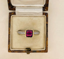 Load image into Gallery viewer, Incredible Garnet and Diamond Ring in 18ct Yellow Gold and White Gold