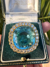 Load image into Gallery viewer, Aquamarine & Diamond Halo Ring – 18ct Gold