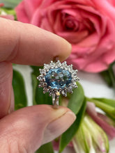 Load image into Gallery viewer, Aquamarine and Diamond Ring Set in 18ct White Gold