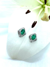 Load image into Gallery viewer, Stunning Emerald Studs Set in 18ct White Gold