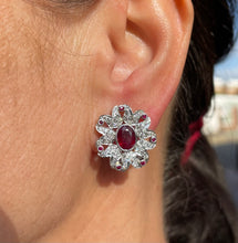 Load image into Gallery viewer, Stunning Ruby and Diamond Earrings Set in 18ct White Gold
