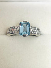 Load image into Gallery viewer, Aquamarine and Diamond Ring Set in 18ct White Gold
