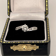 Load image into Gallery viewer, Solitaire Diamond Ring with Diamond Shoulders in 18ct White Gold