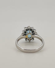 Load image into Gallery viewer, Oval Blue Topaz and Diamond Cluster Ring in 18ct White Gold