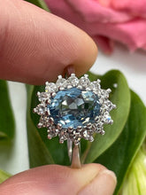 Load image into Gallery viewer, Aquamarine and Diamond Ring Set in 18ct White Gold