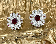 Load image into Gallery viewer, Stunning Ruby and Diamond Earrings Set in 18ct White Gold