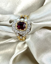 Load image into Gallery viewer, Certified Ruby and Diamond Cluster Ring Set in 18ct Yellow Gold