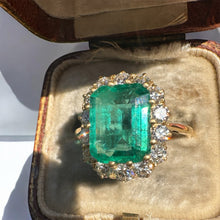 Load image into Gallery viewer, Emerald and Diamond Halo Ring