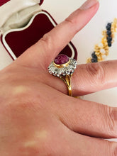 Load image into Gallery viewer, Cabochon Ruby and Diamond Ring Set in 18ct Yellow Gold