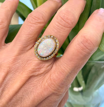 Load image into Gallery viewer, Oval Cut Opal and Diamond Cluster Ring in 18ct Yellow Gold