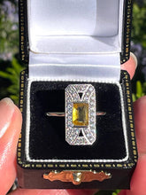 Load image into Gallery viewer, Uplifting Yellow Sapphire & Diamond Art Deco Revival Ring