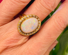 Load image into Gallery viewer, Oval Cut Opal and Diamond Cluster Ring in 18ct Yellow Gold