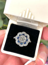Load image into Gallery viewer, Opulent Diamond & Sapphire Ring in Platinum