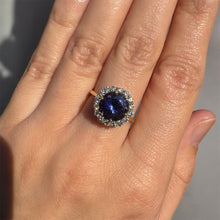 Load image into Gallery viewer, Tanzanite and Diamond Halo Ring