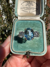 Load image into Gallery viewer, Aquamarine & Diamond Three-Stone Ring