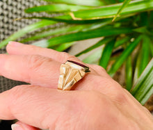 Load image into Gallery viewer, Red Engraved Plaque Ring in 18ct Rose Gold