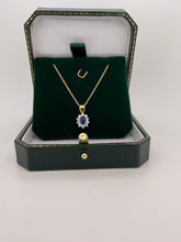 Load image into Gallery viewer, Blue Sapphire and Diamond Cluster Pendant in 18ct Yellow Gold with Chain