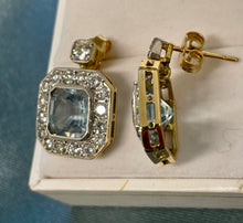 Load image into Gallery viewer, Aquamarine and Diamond Earrings Set in 18ct Yellow Gold