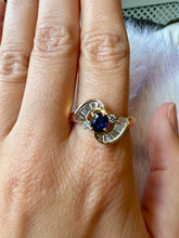 Load image into Gallery viewer, 18ct Gold Sapphire Ring with Brilliant & Baguette Diamonds