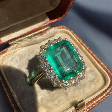 Load image into Gallery viewer, Emerald and Diamond Halo Ring