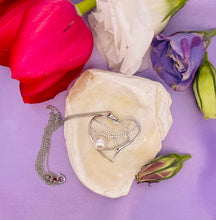 Load image into Gallery viewer, Cultured Pearl and Diamond Heart Pendant in 18ct White Gold with Chain