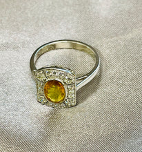 Load image into Gallery viewer, Yellow Sapphire and Diamond Ring Set in Platinum