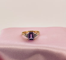 Load image into Gallery viewer, Amethyst and Diamond Ring in 9ct Yellow Gold
