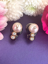 Load image into Gallery viewer, Cultured Pearl and Diamond Earrings Set in 18ct Yellow Gold