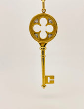 Load image into Gallery viewer, Tiffany & Co. 18ct Gold & Diamond Clover Key Pendant and Chain