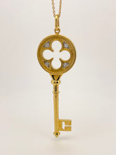 Load image into Gallery viewer, Tiffany & Co. 18ct Gold & Diamond Clover Key Pendant and Chain
